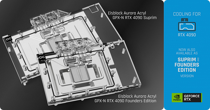 Фото - Alphacool представила водоблоки Eisblock Aurora для GeForce RTX 4090 FE и MSI SUPRIM